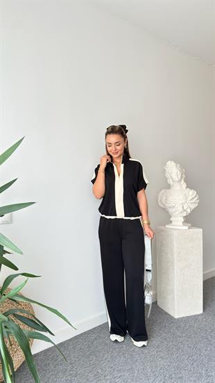 Marle Kısa Kol Şeritli Modal Takım