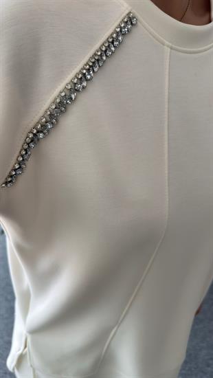 Beyaz Waid Taş Detaylı Modal Takım