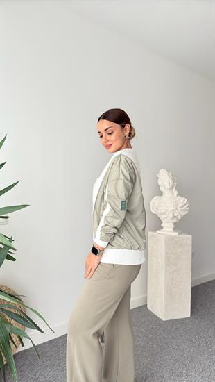 Beyaz Pietra Paraşüt Garnili Sweat