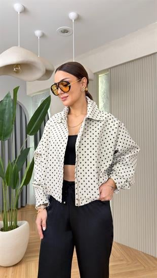 Sendy Pile Detay Puantiyeli Astarlı Ceket