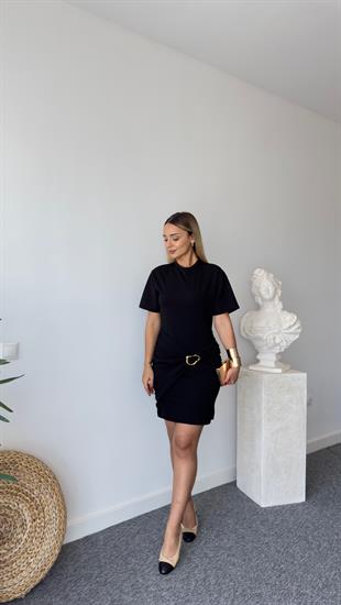 Marka Model Tokalı Siyah Elbise 
