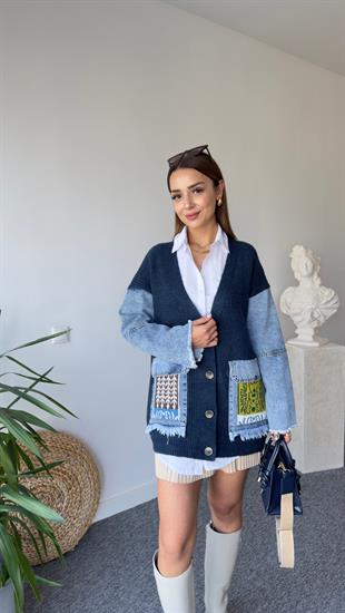 Lesa Kot Garnili Lacivert Hırka