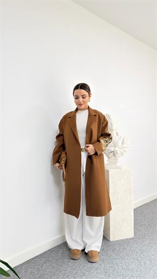 Marike Orj Model Yazı Detaylı Astarlı Taba Kaban