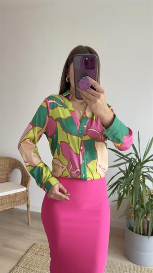 Mery Zra Model Pembe Desen Gömlek