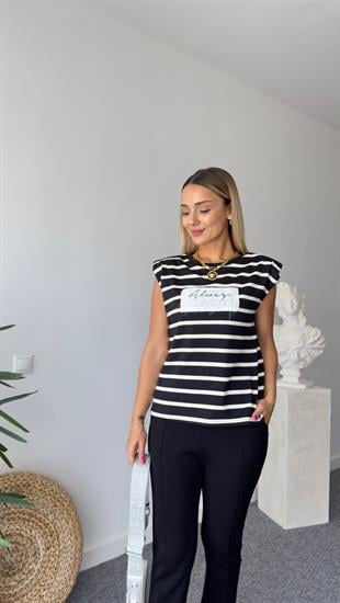 Pour Vatka Detay Çizgili Tshirt