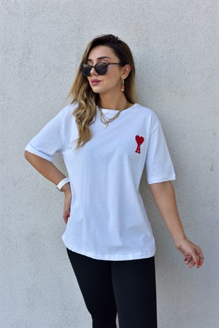 Harf Baskı Beyaz Tshirt