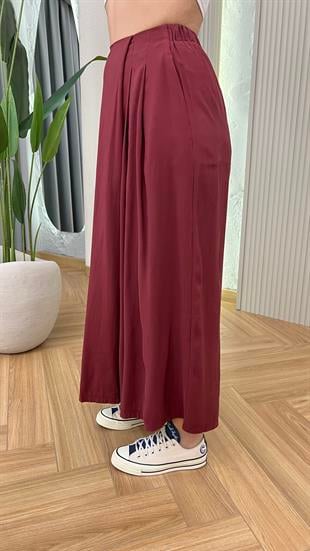 Bordo Astra Etek Görünümlü Tensel Pantolon