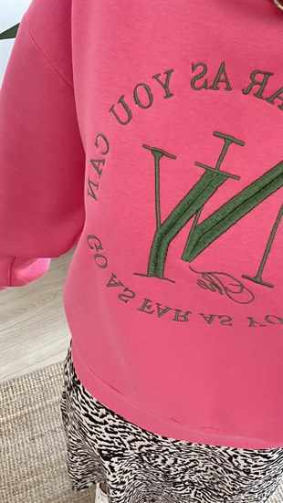 Ny Nakışlı Pembe Sweatshirt