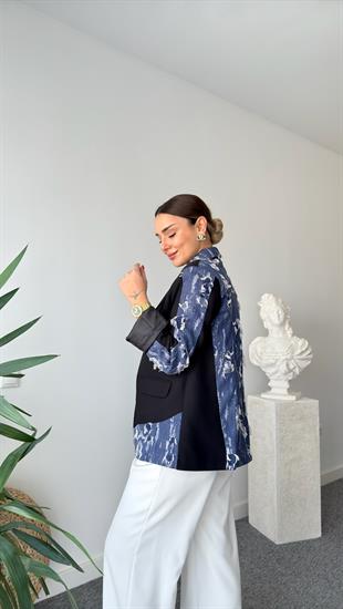 Siyah Zra Yırtık Kot Detaylı Blazer