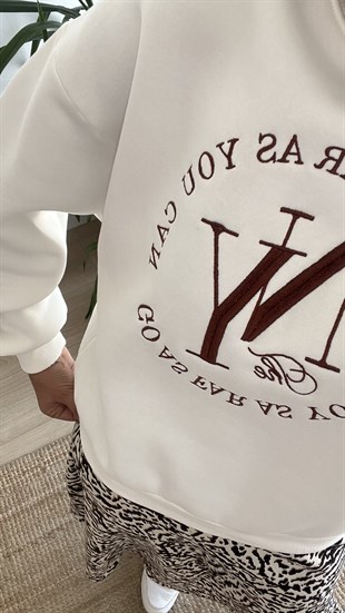 Ny Nakışlı Beyaz Sweatshirt