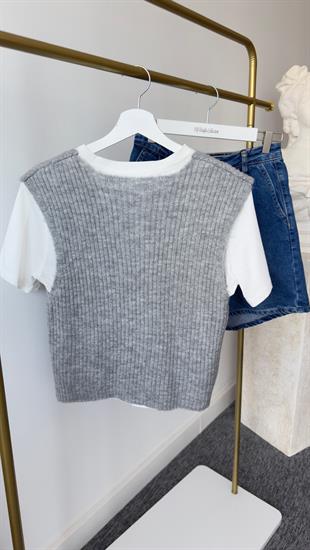 Zra Model Gri Süveter Detay Tshirt