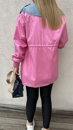 Kot Garnili Pembe Tasarım Trençkot