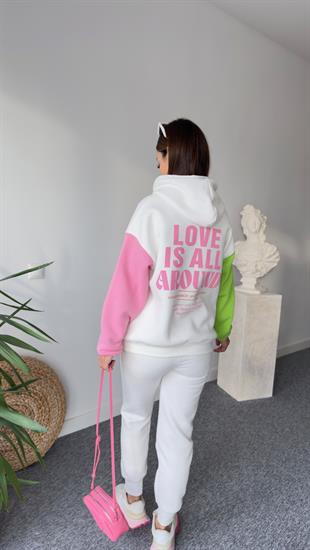 Kollar Renkli Sırt Yazı Detay Sweatshirt 