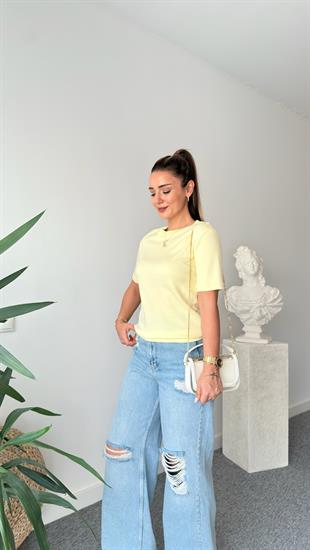 Sarı Falmo Bisiklet Yaka Massi Tshirt