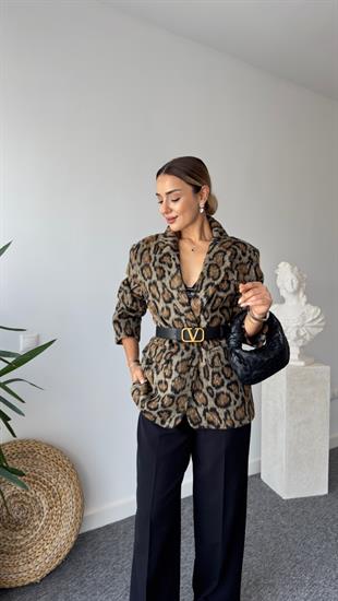 Premium Kaşe Leopar Ceket