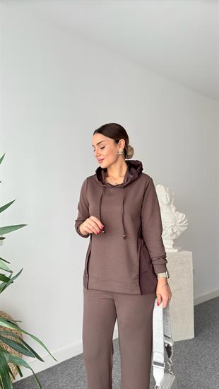 Kahve Soleda Paraşüt Detaylı Modal Takım 