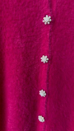Yumoş Taş Düğmeli Pembe Hırka