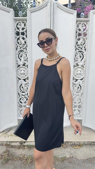 Plun Siyah Halter Yaka Elbise 