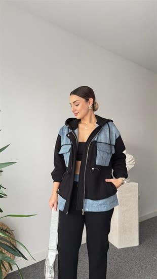 Siyah Mers Kot Detaylı Takım