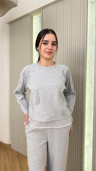 Gri Tül Detaylı Modal Takım