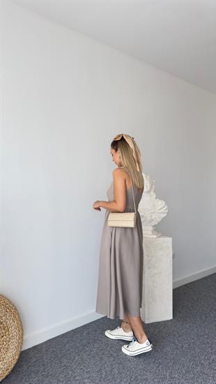 Herine Askılı Haki Elbise 
