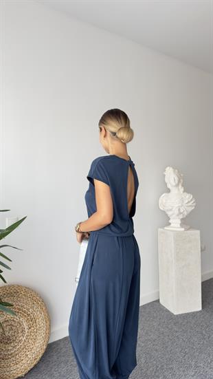 Sırt Pencere Detay Lacivert Modal Tulum