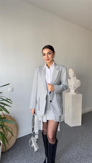 Bonia Taşlı Gri Blazer Ceket