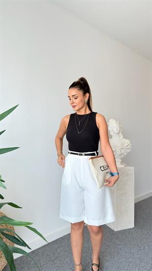 Şortlu Zra Model Kemerli Tulum