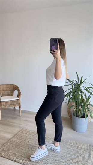 Taş Detaylı Antrasit Jean