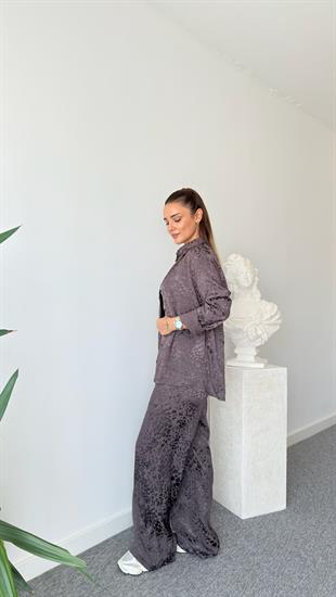 Kahve Mani Benekli Gömlek