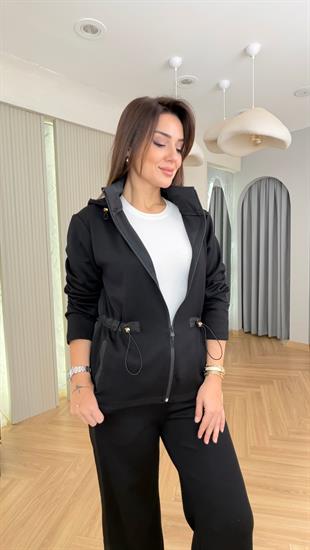 Siyah Sırtı Kapitone Detaylı Modal Takım