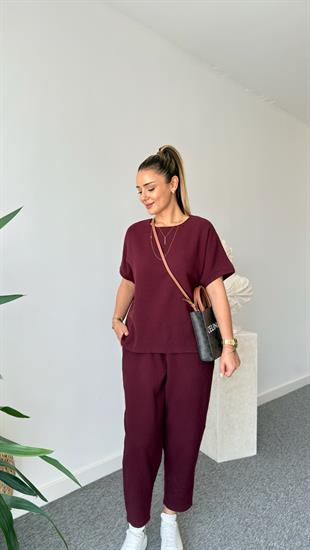 Bordo Jaker Keten Salaş Takım