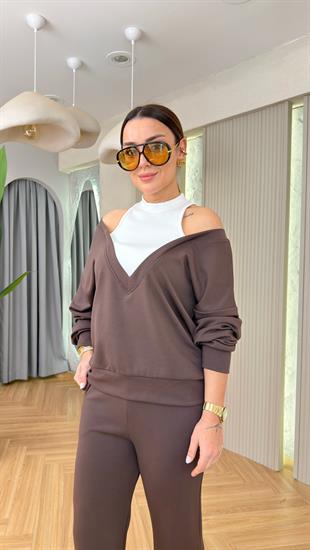 Kahve Purina Atlet Detaylı Modal Takım