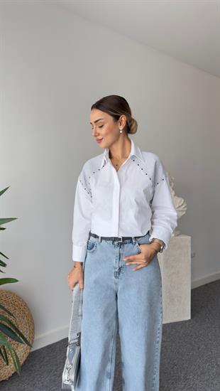 Tws Model Kaşkorse Garnili Poplin Gömlek