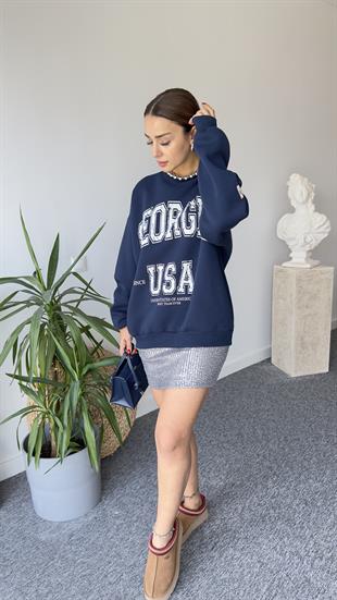 Georgıa İşleme Lacivert Sweatshirt