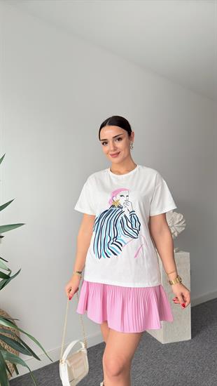 Avol Kız Baskı Beyaz Tshirt