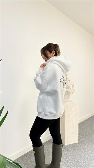 Beyaz Sırtı Mickey Aksesuarlı Kapüşonlu Sweatshirt