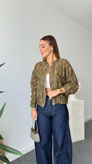 Rone Orj Marka Haki Dantel Bomber Ceket