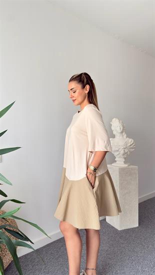 Bej Cos Model Cepli Modal Elbise 