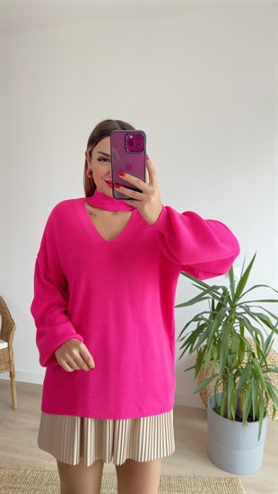 Ön Arka V Balıkçı Pembe Triko