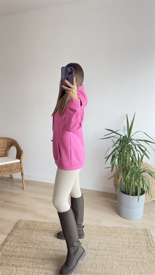 Omuz Pencere Detaylı Pembe Sweat
