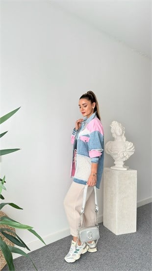 Pembe Nali File Garnili Ceket
