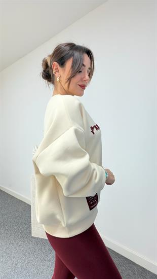 The Lovers Yazılı Bej Sweatshirt