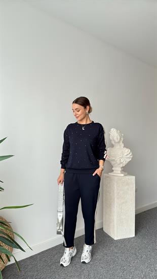 Ferica Taş Detaylı Şeritli Modal Takım 