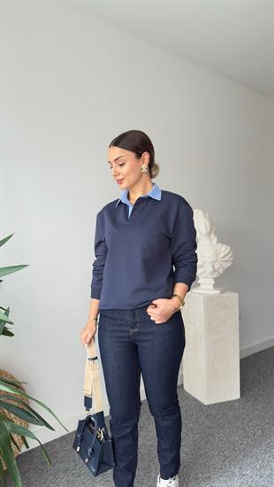 Lacivert Zra Model Poplin Garnili Sweat