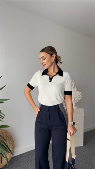 Alva Polo Yaka Ekru Triko