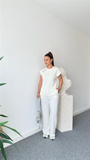 Beyaz Waid Taş Detaylı Modal Takım