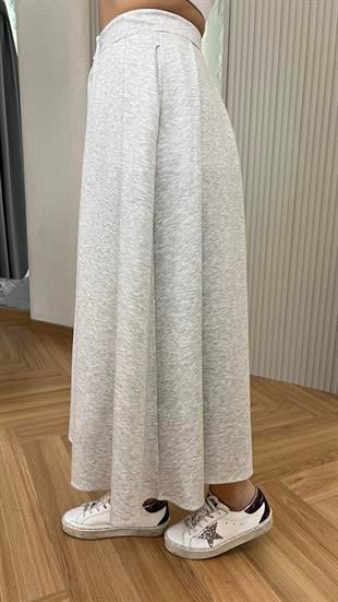 Jette Çift Fermuarlı Premium Gri Modal Etek