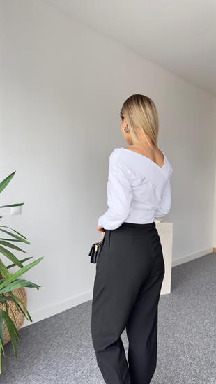 Sechi Ön Arka V Yaka Beyaz Gömlek