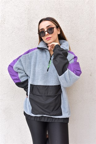 Kanguru Cep Detaylı Peluş Sweat